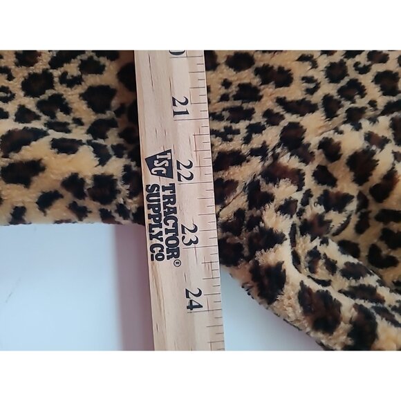 Vtg Ocean East Fleece Jacket Women’s M Leopard Print Faux Fur Collar Zip Up - Picture 14 of 15
